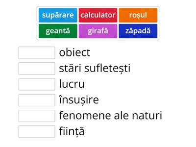 Potrivește substantive din dreapta cu denumiri din stânga.