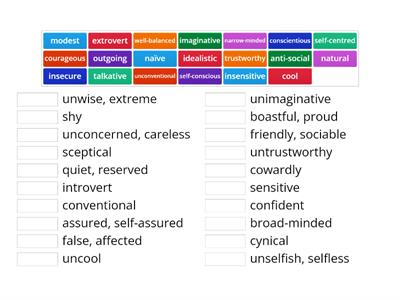 CAE personality adjectives: opposites