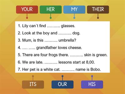 Match the correct pronouns with the sentences.