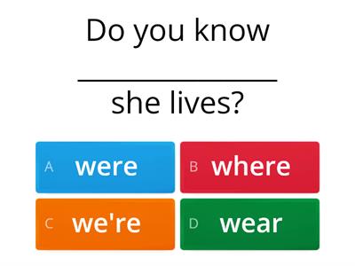 Confusing words - where, were, wear, we're