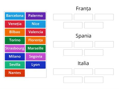 Orașe europene (din Franta, Spania, Italia)