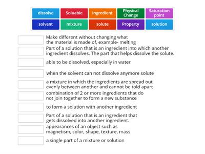 Mixtures and Solutions Vocabulary