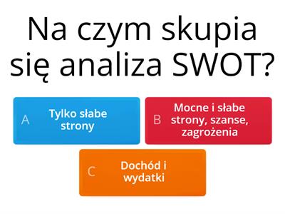 QUIZ - Metody analizy strategicznej (SWOT)
