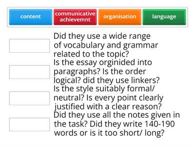 Essay assessment criteria