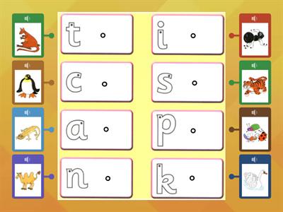 Animal cards + letters (t c a n i s p k)