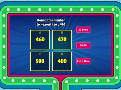 Rounding to the nearest 10 Gameshow Quiz