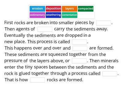 Formation of Sedimentary Rocks and Fossil Fuels Missing Word (5th Gr Science)