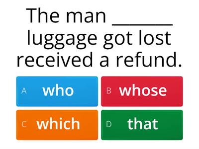 Relative clauses 1: who /which /that /whose /whom /where /why