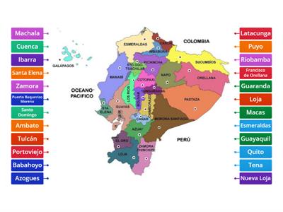 Mapa del Ecuador. Provincias y Capitales.
