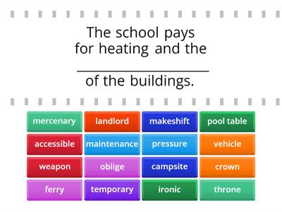 04.07. Fill the sentense with the correct word