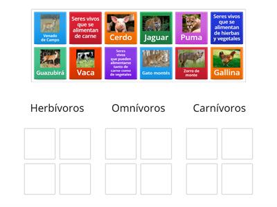 Clasificación de animales según el tipo de alimentación