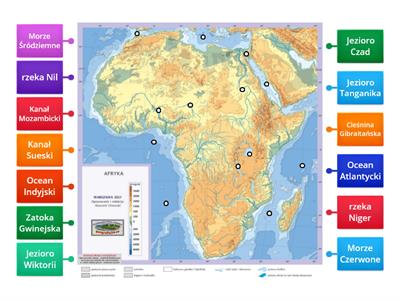 Mapa Afryki rzeki, morza, jeziora i zatoki