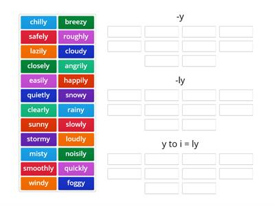 Green team sort 52 - suffixes (-y, -ly)