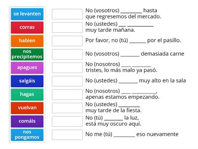 Imperativo Negativo en español