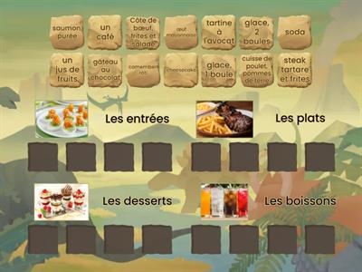 Le menu / Classer le menu du restaurant/LMAC