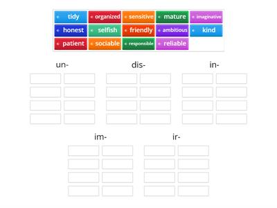 1B Personality ex. 2 Negatives Prefixes English File Intermediate