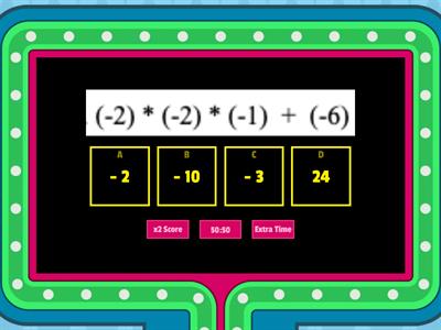 Order of Operations with Integers