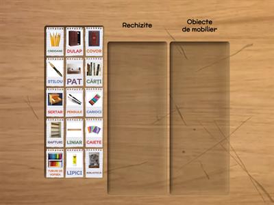 Alege: rechizite și obiecte de mobilier