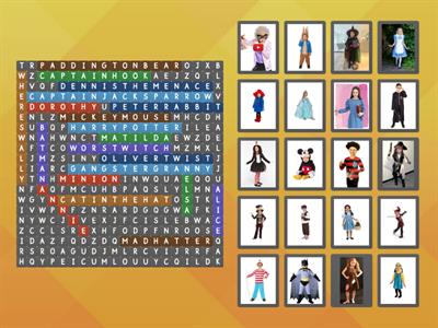 CHARACTER COSTUME WORDSEARCH