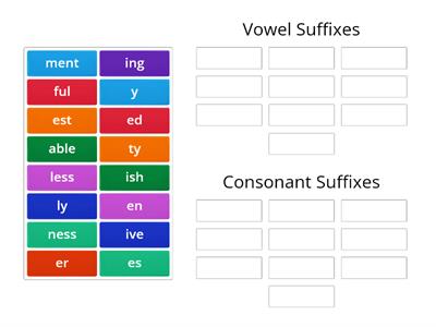 Suffixes - vowel vs. consonant