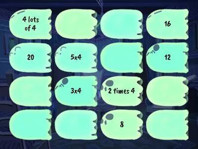 Pairs game for 4 times table
