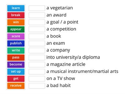 Collocations to express ambitions and achievements