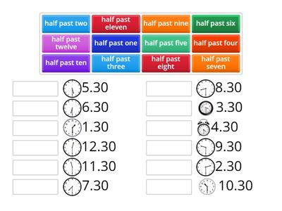 ESOL PE - Telling the time - half past