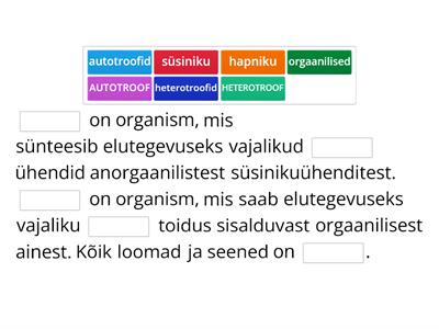 Bioloogia KT - mõisted