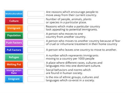 Immigration Key Terms Match up