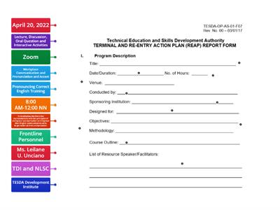 Parts of Terminal Report 