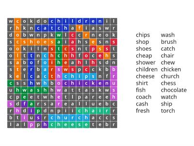 Find sh and ch words