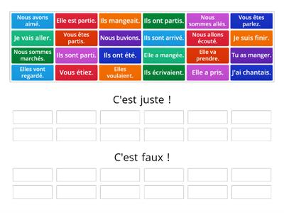 C'est juste ou c'est faux ? (Conjugaison : futur proche, passé composé, et imparfait)