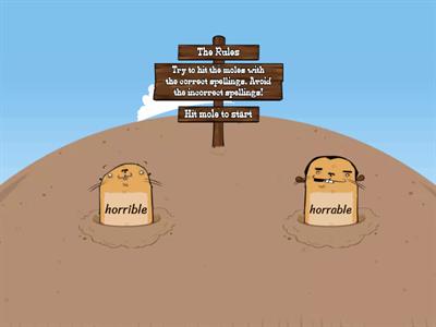 Whack-A- Mole 'ible' and 'able' suffix