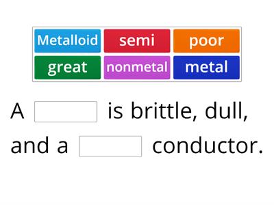 Fill in the Blank: Nonmetals, Metals, and Metalloids!