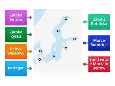 II. 4 Cechy geograficzne Morza Bałtyckiego. Połącz podane nazwy z właściwymi akwenami Morza Bałtyckiego. 
