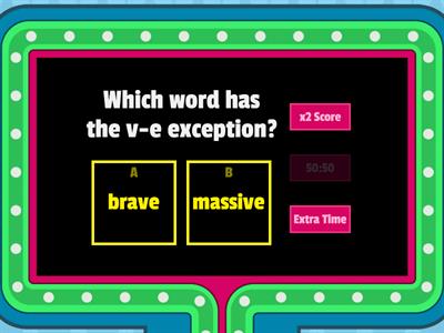 Vowel Consonant E versus the Exception- Gameshow Quiz (Wilson 4.4)
