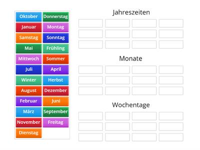 Jahreszeiten, Monate, Wochentage Deutschpro A1 Lek 12