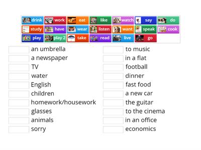 English File Elementary 3A verb phrases