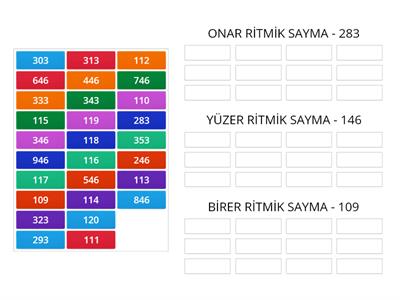 3-A RİTMİK SAYMA - BİRER / YÜZER / ONAR