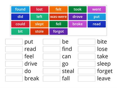 Past Simple irregular verbs-V grade