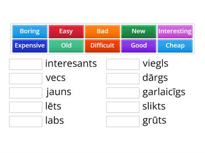 Adjectives - īpašības vārdi