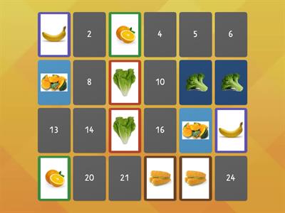 Memorice frutas y verduras 24 elementos