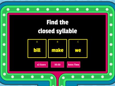 Find the Closed Syllable