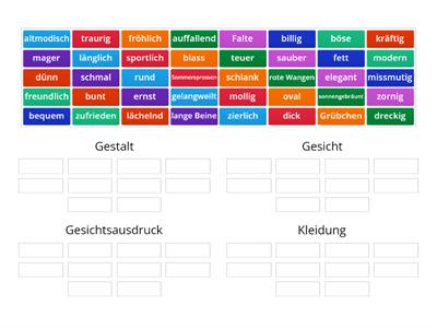 L7 Personenbeschreibung 2: Gestalt, Gesicht, Gesichtsausdruck, Kleidung - Zuordnung