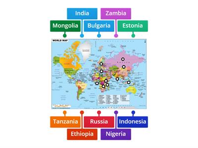 Look at a World Map with Your Tutor - Locate and Read the Country