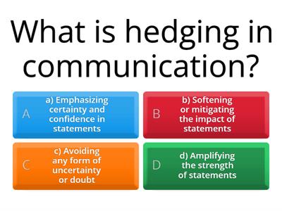 EAP Quiz: Hedging and Boosting