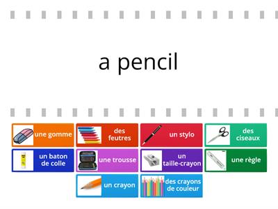 Pencil case items in French (Mrs Taylor)