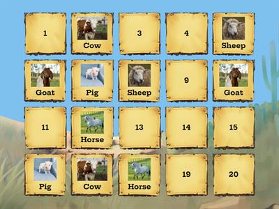 Memory game - animals (farm)