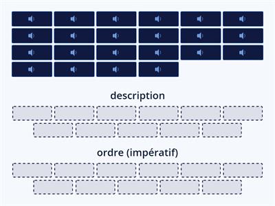 COD et COI 6 (impératif), écoute et classe les expressions  dans le bon groupe