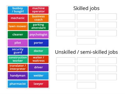 Jobs - skilled & unskilled